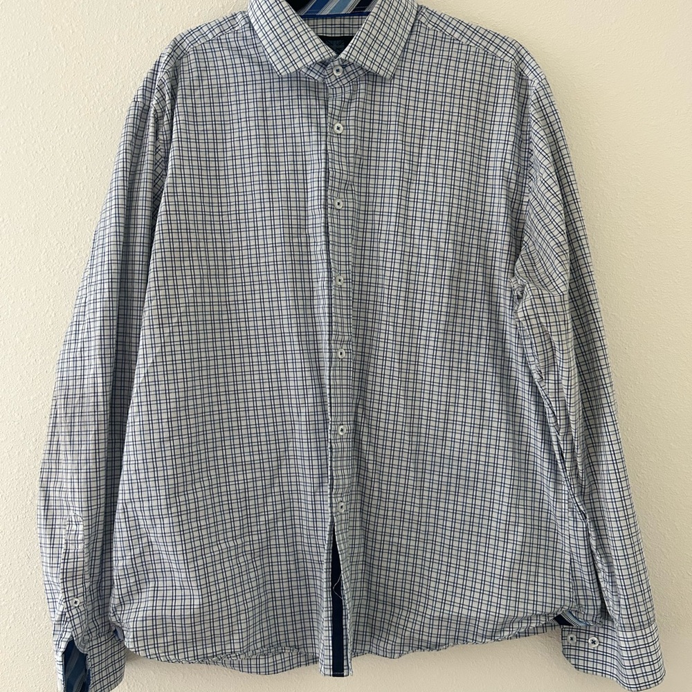 Michelsons of London Blue Check Button-Up Shirt | Men’s XL